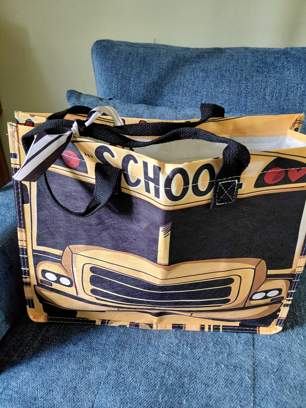 School Bus Graphic Tote Bag in Yellow and Black
